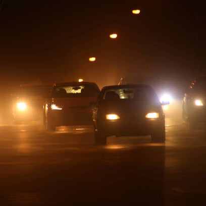 Driving at night.