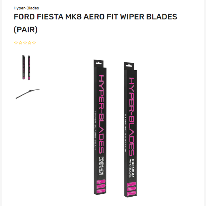 Ford Fiesta MK8 Aero Flat Wiper Blades