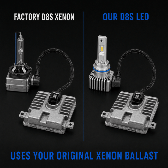 D8S xenon bulb vs D8S LED conversion bulb connected to original xenon ballasts