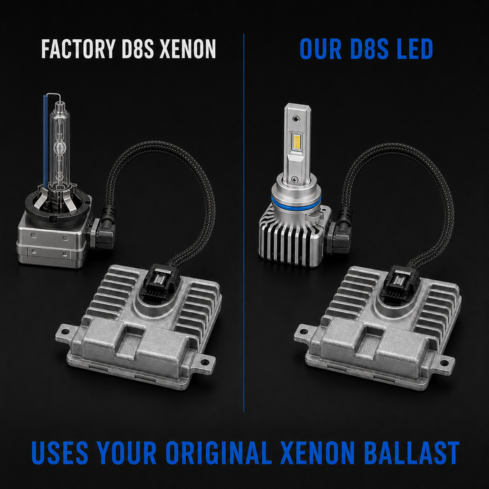 Factory D8S xenon bulb and D8S LED bulb using the original xenon ballast