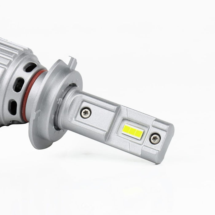 Close-up of the H7 X2S bulb LED chip and adjustable metal mounting collar