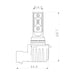 HB4 9006 LED headlight bulb dimension diagram showing 68.7 mm height, 44.4 mm base and 14.5 mm shaft