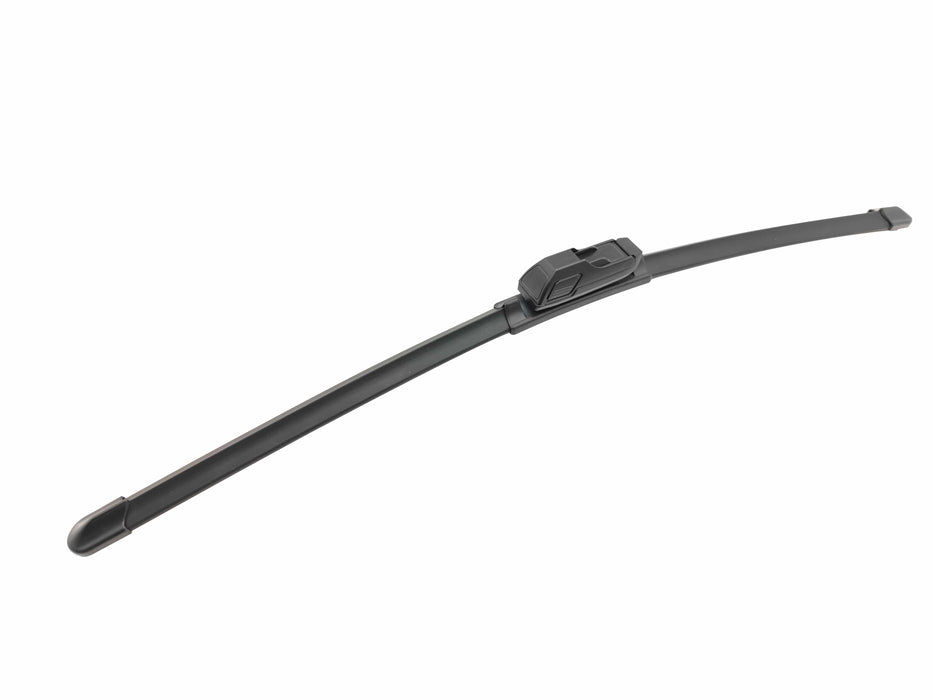 Pair of black flat aero wiper blades with multi-fit connectors for Volkswagen Transporter T5 2003-2015