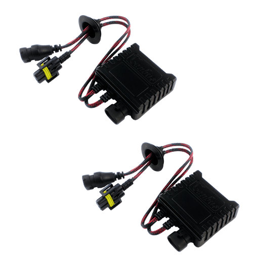 Pair of H9 Super Canbus LED and HID headlight error cancellers with plug-and-play wiring