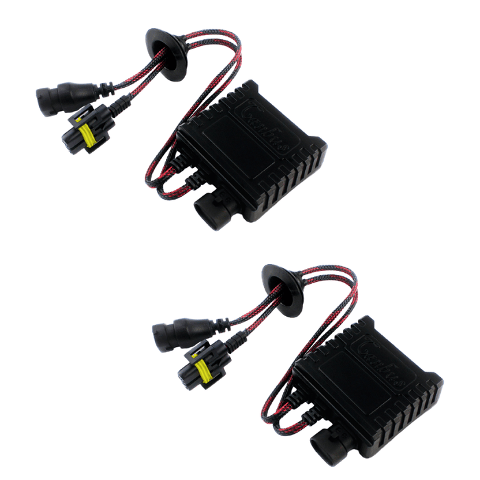 Pair of H9 Super Canbus LED and HID headlight error cancellers with plug-and-play wiring