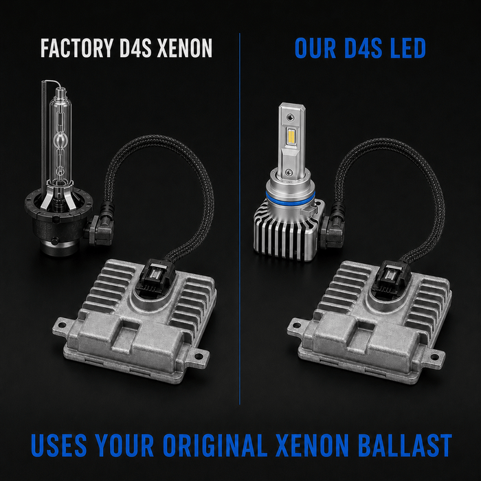 D4S xenon bulb vs D4S LED conversion bulb connected to original xenon ballasts