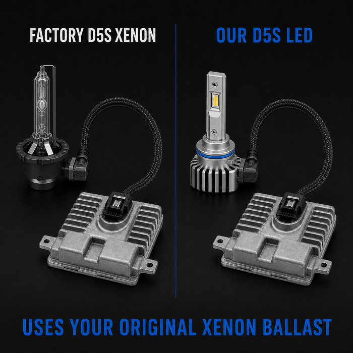 D5S xenon bulb vs D5S LED conversion bulb connected to original xenon ballasts
